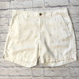 Old Navy Linen Blend Everyday Shorts Plain Front White 7 Inch Inseam Size 14